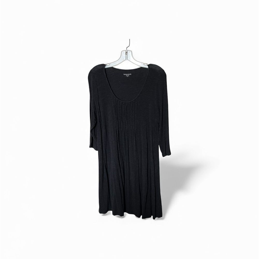 Eileen Fisher System Charcoal Gray Knit 3/4 Sleeve Dress Size Petite Large